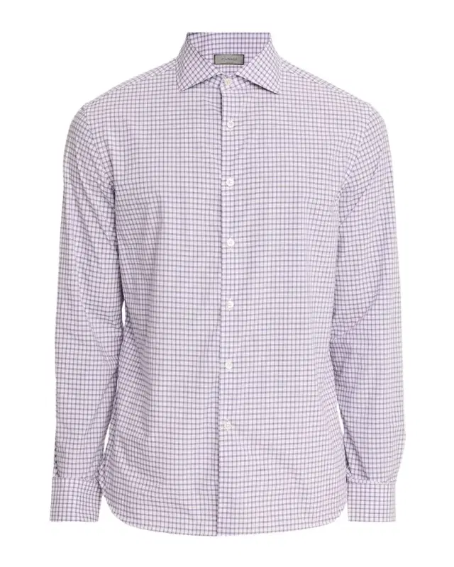 Men 's Grid Check Cotton Sport Shirt