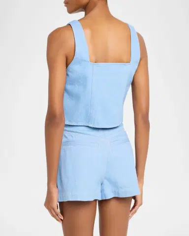 Veronica Beard Spensley Cropped Denim Vest | Thumbnail 3 Veronica Beard Spensley Cropped Denim Vest | Thumbnail 3