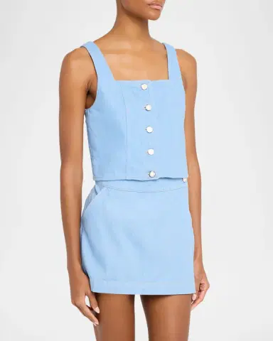 Veronica Beard Spensley Cropped Denim Vest | Thumbnail 4 Veronica Beard Spensley Cropped Denim Vest | Thumbnail 4
