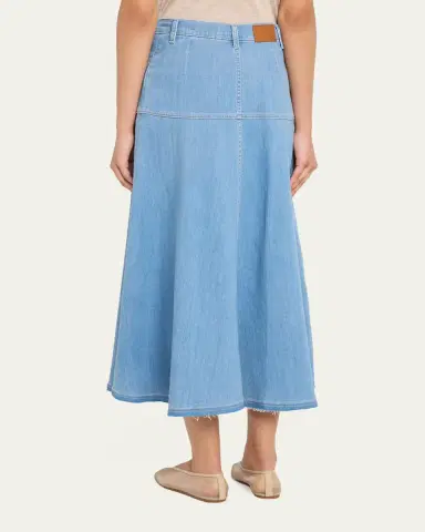 Kobi Halperin Ysabelle A-Line Cotton Denim Midi Skirt | Thumbnail 3