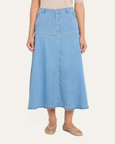Kobi Halperin Ysabelle A-Line Cotton Denim Midi Skirt | Thumbnail 4
