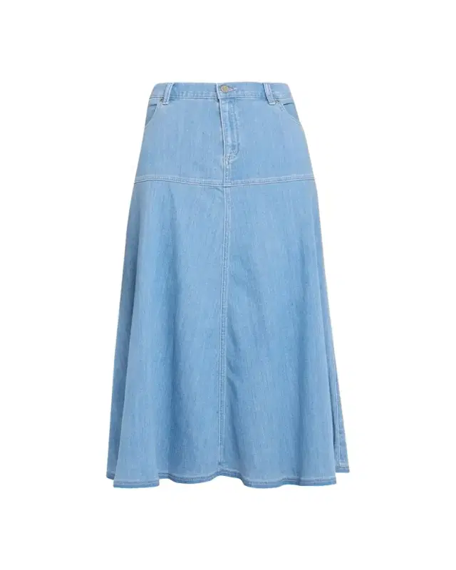 Kobi Halperin Ysabelle A-Line Cotton Denim Midi Skirt