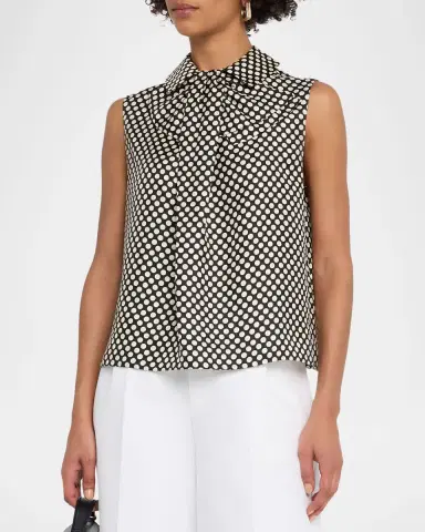 Dice Kayek Polka Dot Silk Twill Sleeveless Blouse | Thumbnail 4 Dice Kayek Polka Dot Silk Twill Sleeveless Blouse | Thumbnail 4