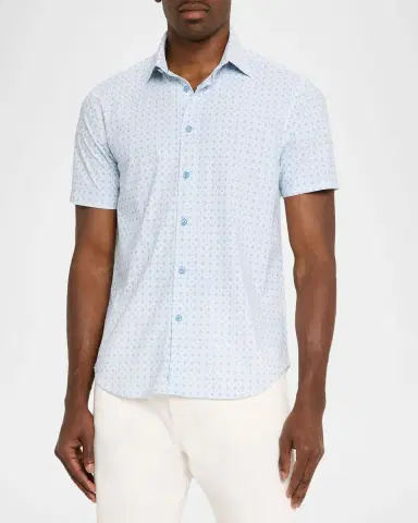 Robert Graham Men's Brompton Geometric Stretch Nylon Short-Sleeve Shirt | Thumbnail 4 Robert Graham Men's Brompton Geometric Stretch Nylon Short-Sleeve Shirt | Thumbnail 4