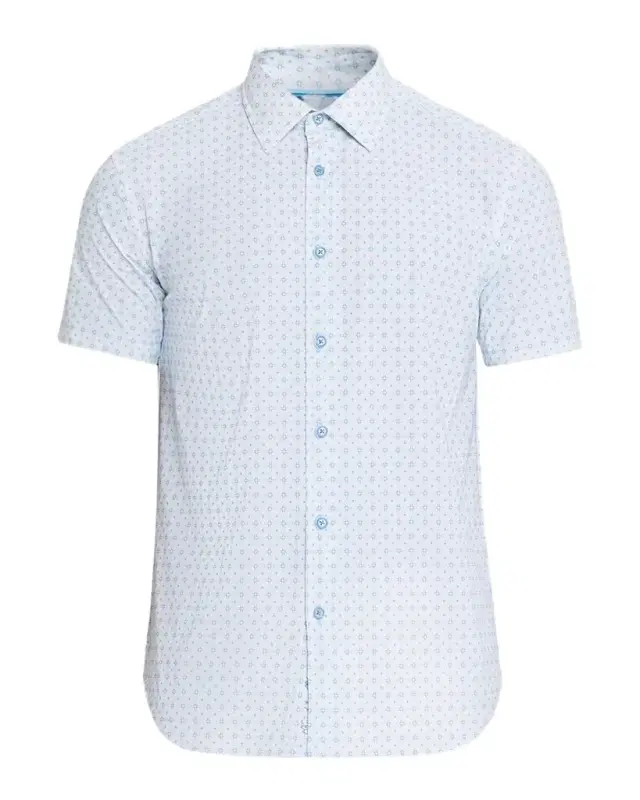 Men's Brompton Geometric Stretch Nylon Short-Sleeve Shirt
