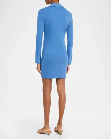 Veronica Beard Brenner Long-Sleeve Asymmetric Button Mini Dress | Thumbnail 3 Veronica Beard Brenner Long-Sleeve Asymmetric Button Mini Dress | Thumbnail 3