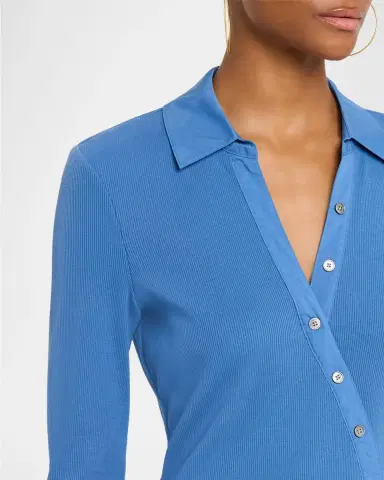 Veronica Beard Brenner Long-Sleeve Asymmetric Button Mini Dress | Thumbnail 5 Veronica Beard Brenner Long-Sleeve Asymmetric Button Mini Dress | Thumbnail 5