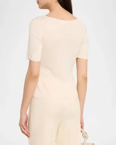 Ulla Johnson Celeste Embroidered Short-Sleeve Knit Top | Thumbnail 3 Ulla Johnson Celeste Embroidered Short-Sleeve Knit Top | Thumbnail 3