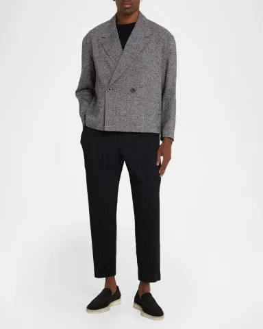 IM MEN Men 's Textures Linen Boxy-Fit Blazer | Thumbnail 2 IM MEN Men 's Textures Linen Boxy-Fit Blazer | Thumbnail 2