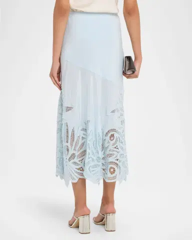 Ulla Johnson Oona Lace Appliqué Silk Midi Skirt | Thumbnail 3 Ulla Johnson Oona Lace Appliqué Silk Midi Skirt | Thumbnail 3