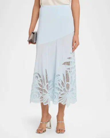 Ulla Johnson Oona Lace Appliqué Silk Midi Skirt | Thumbnail 4 Ulla Johnson Oona Lace Appliqué Silk Midi Skirt | Thumbnail 4