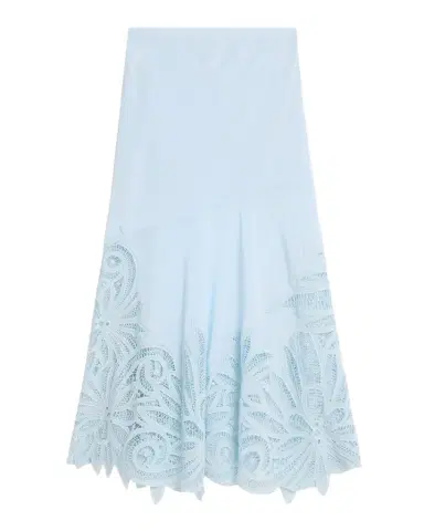 Ulla Johnson Oona Lace Appliqué Silk Midi Skirt | Thumbnail 1 Ulla Johnson Oona Lace Appliqué Silk Midi Skirt | Thumbnail 1