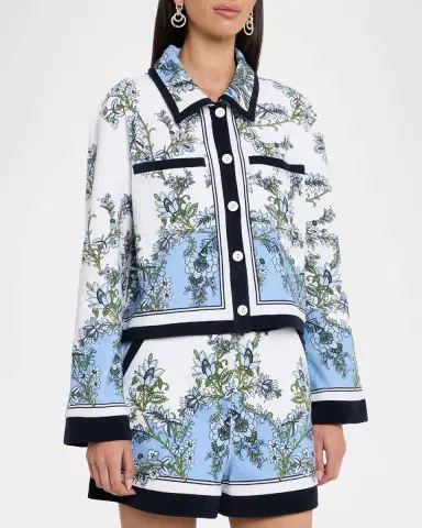 Veronica Beard Novelle Floral Cotton-Terry Shirt | Thumbnail 4 Veronica Beard Novelle Floral Cotton-Terry Shirt | Thumbnail 4