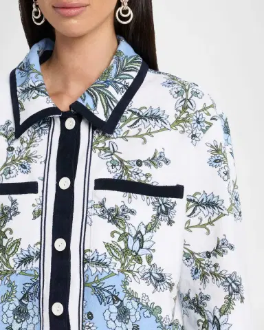 Veronica Beard Novelle Floral Cotton-Terry Shirt | Thumbnail 5 Veronica Beard Novelle Floral Cotton-Terry Shirt | Thumbnail 5