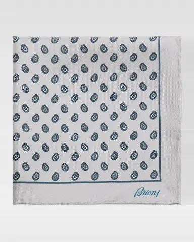 Brioni Men's Micro-Paisley Hand-Rolled Silk Pocket Square | Thumbnail 2