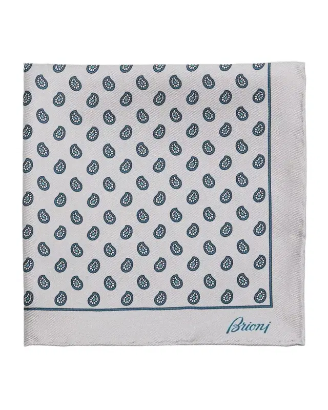 Brioni Men 's Micro-Paisley Hand-Rolled Silk Pocket Square