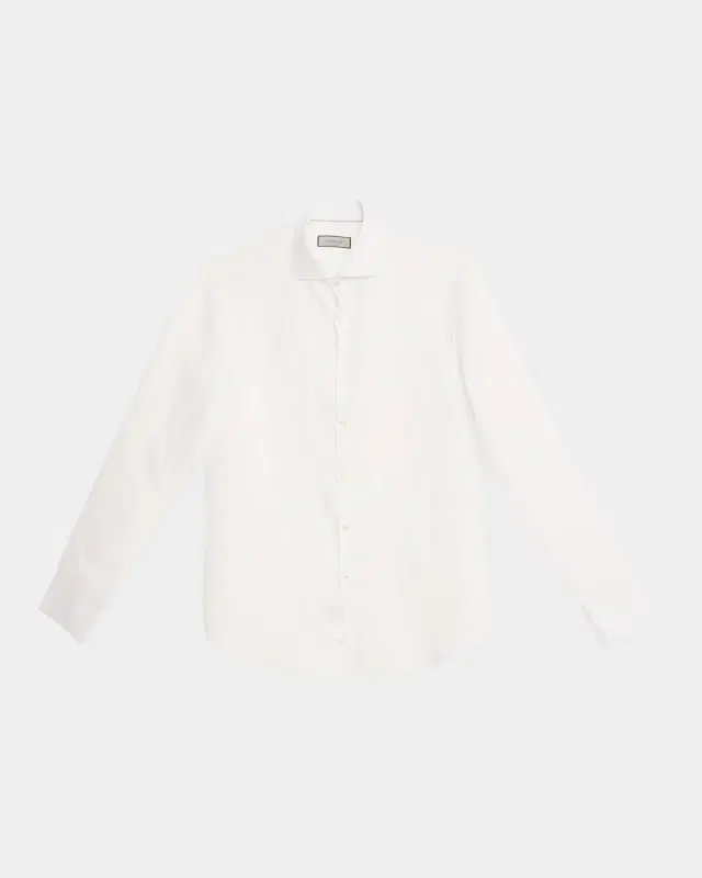 Canali Men 's Linen Solid Sport Shirt