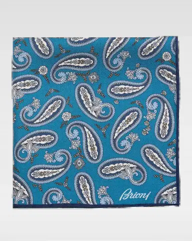 Brioni Men's Hand-Rolled Paisley Silk Pocket Square | Thumbnail 2 Brioni Men's Hand-Rolled Paisley Silk Pocket Square | Thumbnail 2