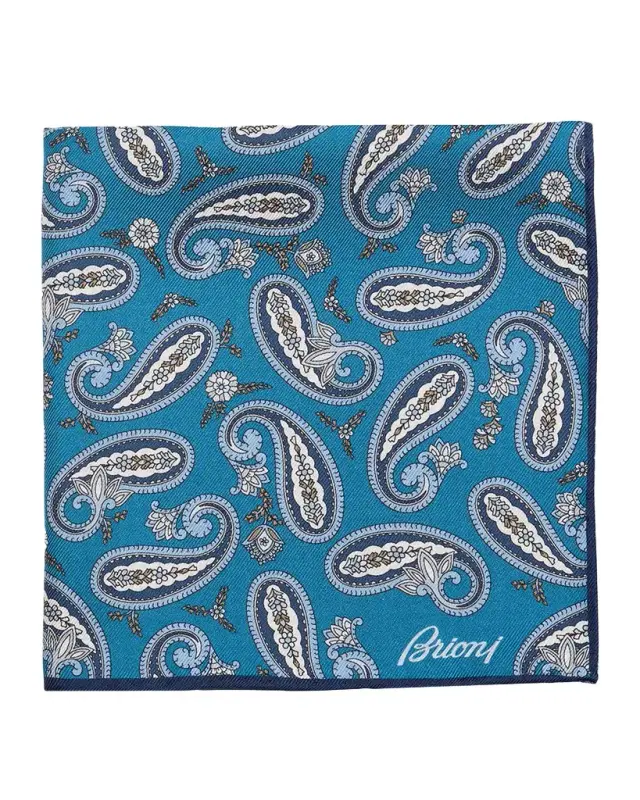 Men 's Hand-Rolled Paisley Silk Pocket Square