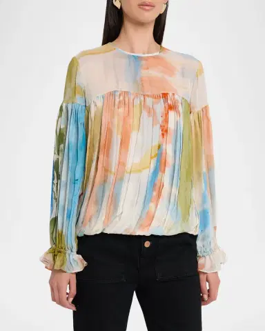 Ulla Johnson x Helen Frankenthaler Pearl Draped Silk-Chiffon Blouse | Thumbnail 4 Ulla Johnson x Helen Frankenthaler Pearl Draped Silk-Chiffon Blouse | Thumbnail 4
