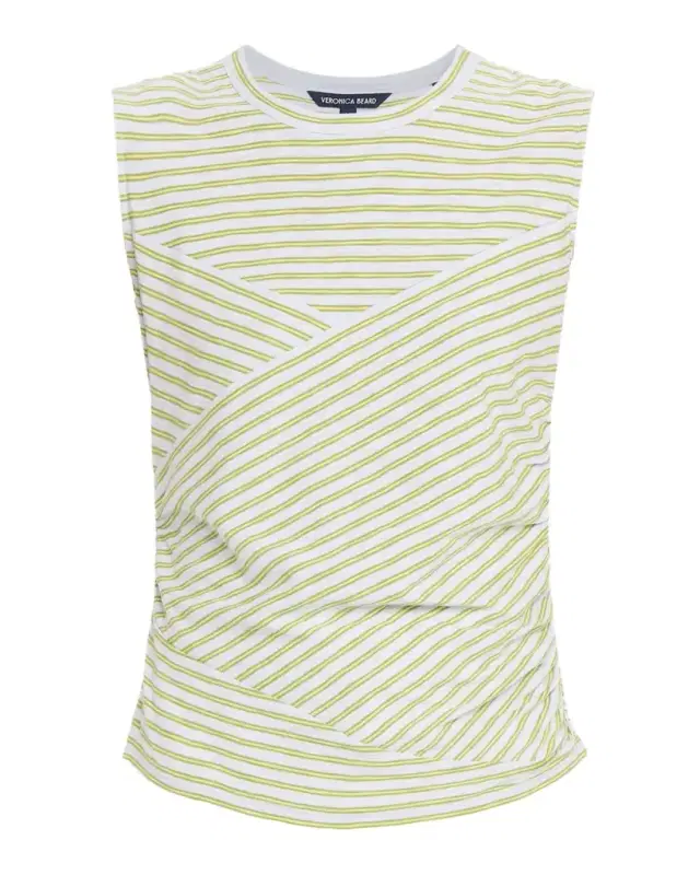 Johana Stripe Sleeveless Ruched Tee