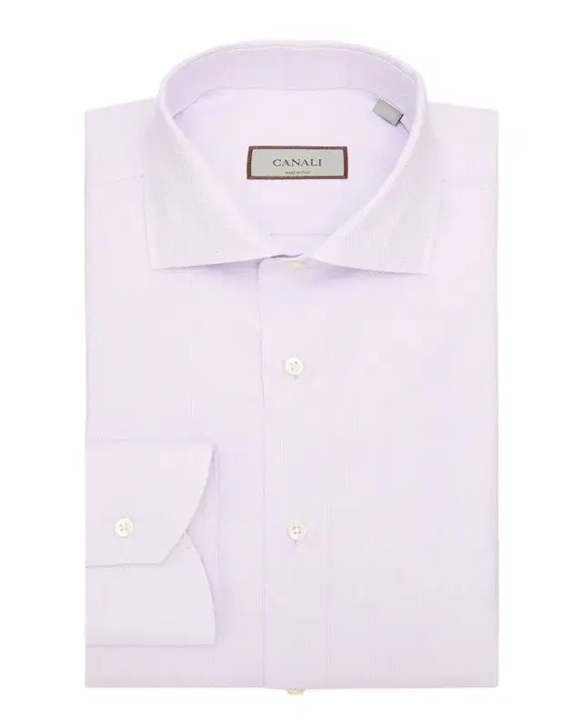 Canali Men 's Solid Cotton Dobby Dress Shirt