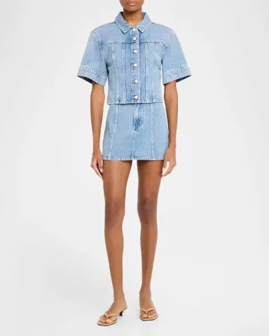Veronica Beard Marquita A-Line Denim Mini Skirt | Thumbnail 2
