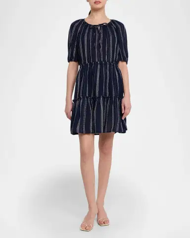 Rails Saba Stripe Linen Puff-Sleeve Mini Dress | Thumbnail 2 Rails Saba Stripe Linen Puff-Sleeve Mini Dress | Thumbnail 2