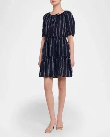 Rails Saba Stripe Linen Puff-Sleeve Mini Dress | Thumbnail 4 Rails Saba Stripe Linen Puff-Sleeve Mini Dress | Thumbnail 4