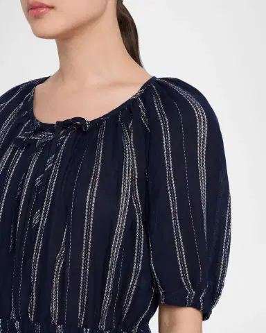Rails Saba Stripe Linen Puff-Sleeve Mini Dress | Thumbnail 5 Rails Saba Stripe Linen Puff-Sleeve Mini Dress | Thumbnail 5