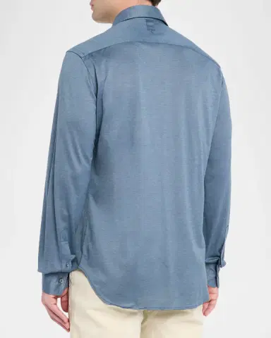 Canali Men's Cotton and Lyocell Sport Shirt | Thumbnail 3