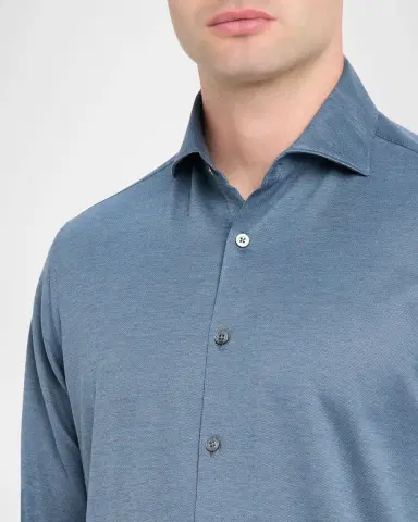 Canali Men's Cotton and Lyocell Sport Shirt | Thumbnail 5