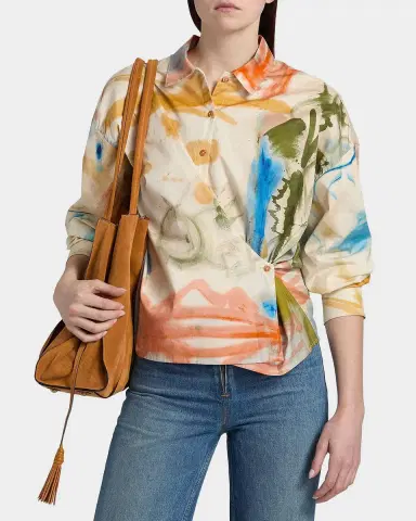 Ulla Johnson Artist Asymmetric Button-Front Shirt | Thumbnail 4