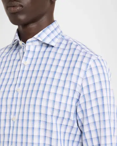 Canali Men's Blue Plaid Cotton Sport Shirt | Thumbnail 5