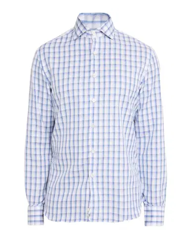 Canali Men's Blue Plaid Cotton Sport Shirt | Thumbnail 1