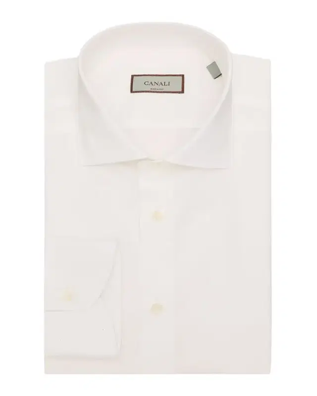 Canali Men 's Cotton and Linen Solid Dress Shirt