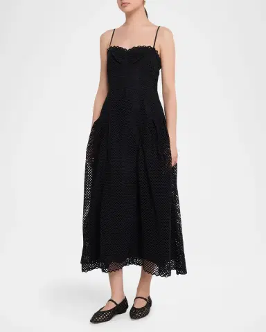 Ulla Johnson Isotta Eyelet Cotton Midi Dress | Thumbnail 4 Ulla Johnson Isotta Eyelet Cotton Midi Dress | Thumbnail 4