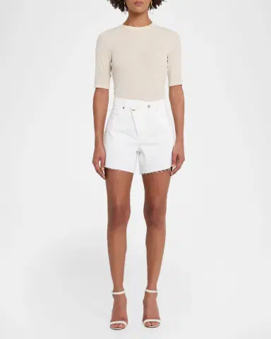 Veronica Beard Ellis Mid-Rise Crossover Denim Shorts | Thumbnail 2 Veronica Beard Ellis Mid-Rise Crossover Denim Shorts | Thumbnail 2