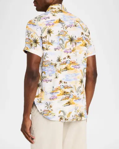 Robert Graham Men's Curtis Viscose and Linen Short-Sleeve Shirt | Thumbnail 3 Robert Graham Men's Curtis Viscose and Linen Short-Sleeve Shirt | Thumbnail 3