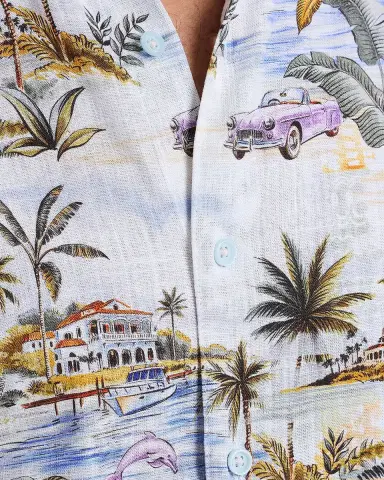 Robert Graham Men's Curtis Viscose and Linen Short-Sleeve Shirt | Thumbnail 6 Robert Graham Men's Curtis Viscose and Linen Short-Sleeve Shirt | Thumbnail 6