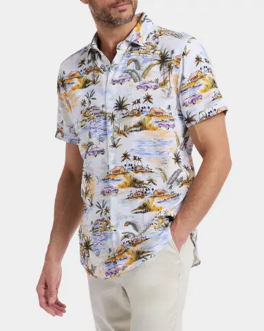Robert Graham Men's Curtis Viscose and Linen Short-Sleeve Shirt | Thumbnail 7 Robert Graham Men's Curtis Viscose and Linen Short-Sleeve Shirt | Thumbnail 7