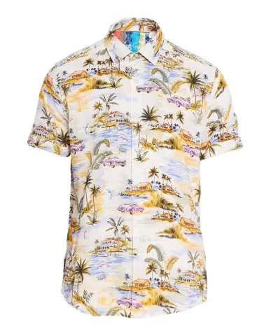 Robert Graham Men's Curtis Viscose and Linen Short-Sleeve Shirt | Thumbnail 1 Robert Graham Men's Curtis Viscose and Linen Short-Sleeve Shirt | Thumbnail 1