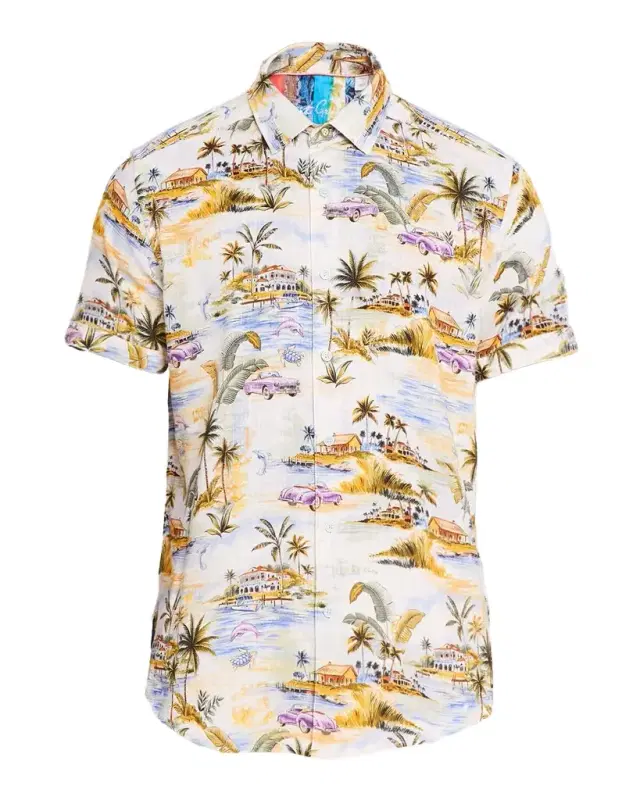 Men's Curtis Viscose and Linen Short-Sleeve Shirt Men's Curtis Viscose and Linen Short-Sleeve Shirt