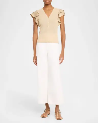 Veronica Beard Aphrodite Flutter-Sleeve Top | Thumbnail 2