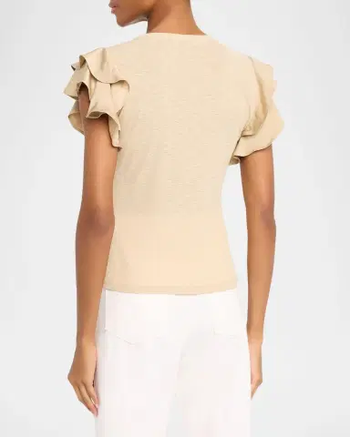 Veronica Beard Aphrodite Flutter-Sleeve Top | Thumbnail 3