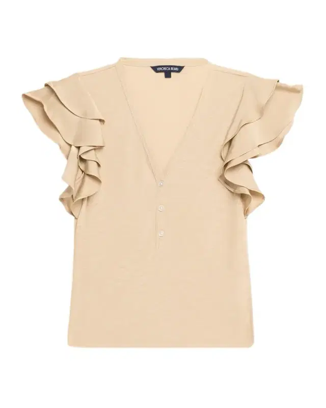 Veronica Beard Aphrodite Flutter-Sleeve Top