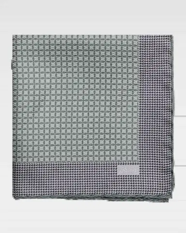 Brioni Men's Micro-Jacquard Hand-Rolled Silk Pocket Square | Thumbnail 2 Brioni Men's Micro-Jacquard Hand-Rolled Silk Pocket Square | Thumbnail 2