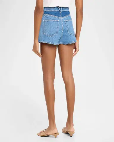 Veronica Beard Elijah Color-Block Denim Shorts | Thumbnail 3