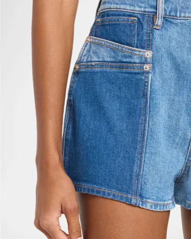 Veronica Beard Elijah Color-Block Denim Shorts | Thumbnail 5