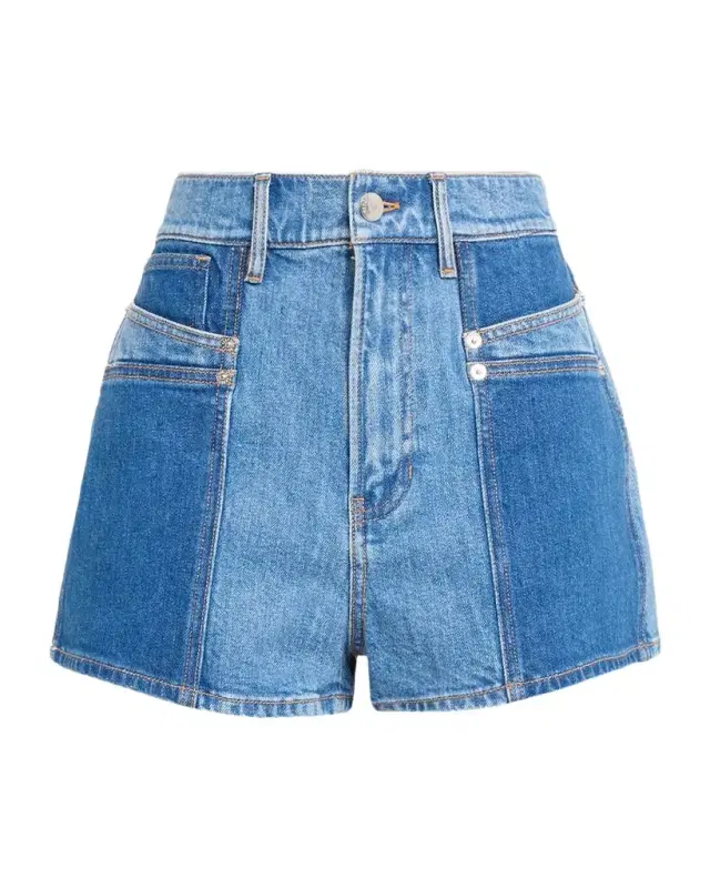 Elijah Color-Block Denim Shorts